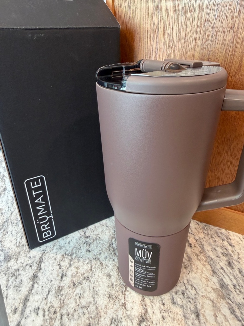 BŪRMATE MÜV Coffee Mug - Matte Brown Travel Mug with Handle